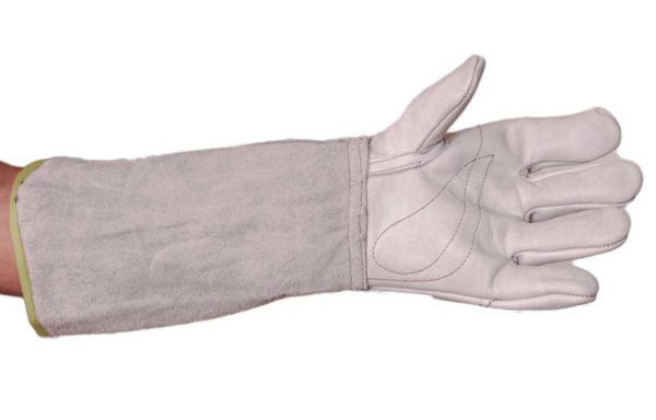 GUANTE DE PIEL TIPO DULCERO CON FORRO DE 45CM